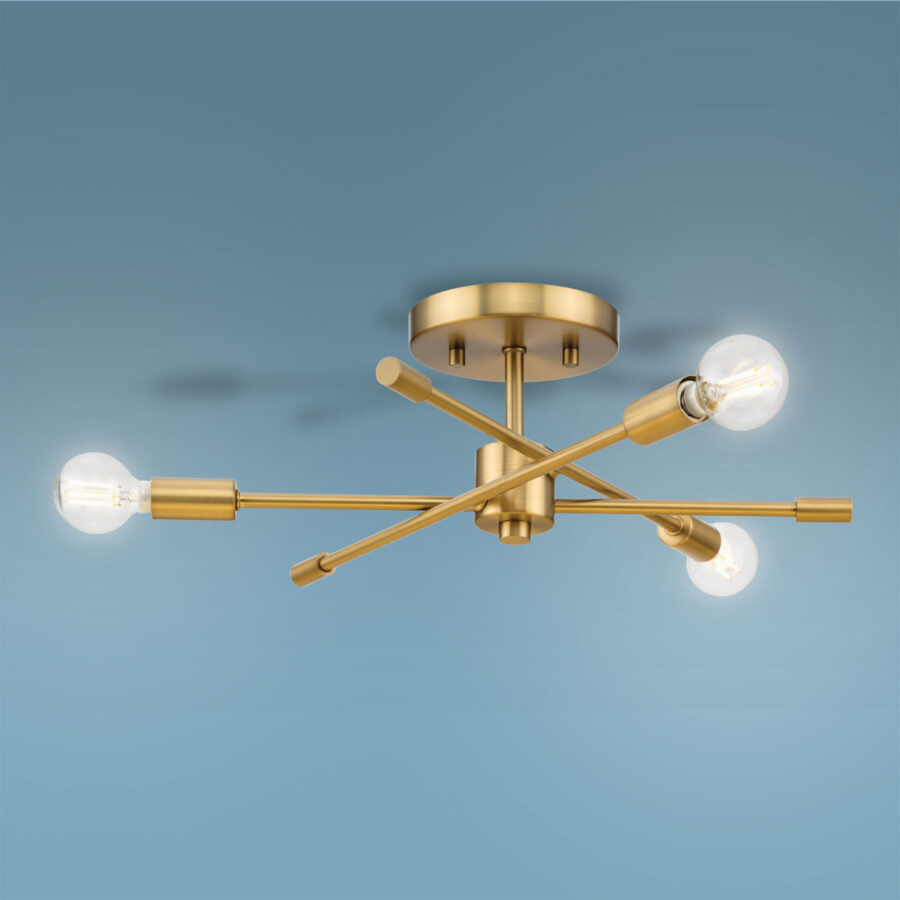 Mondra 18" 3-Light Gold Semi Flush Mount - Image 3